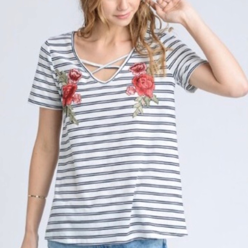 Stripe+Floral Top